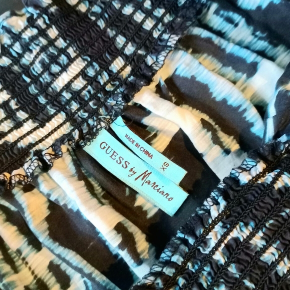 NEW Guess by Marciano tie-dye off shoulder silk top - Picture 4 of 7